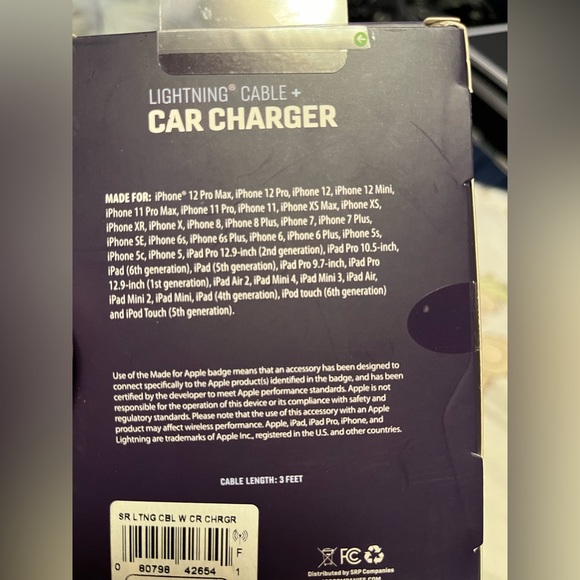 Lightning Fast Car Charger W/ Cables 3ft IPhone IPOD IPAD - Picture 2 of 4